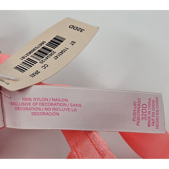 Victoria’s Secret Lined Perfect Coverage Push-Up Bra Pigeonnant 32DD NWT Coral - Picture 9 of 9